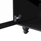 Mobile porta TV da fattoria nero e noce scuro con scaffali e ante in vetro per TV da 70 pollici