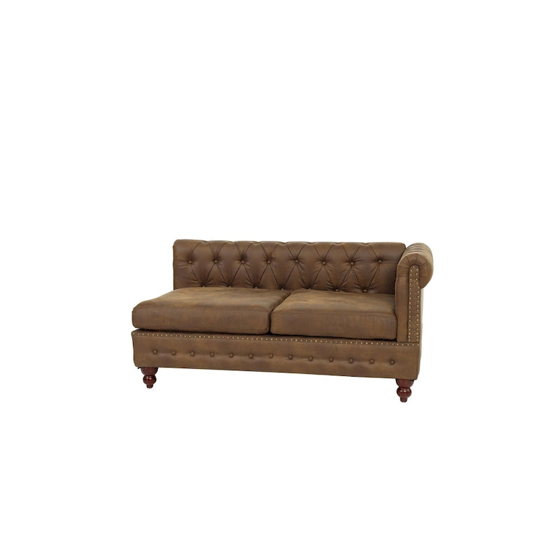 Divanetto Reversibile Monobraccio in Similpelle Traspirante Color Caffè Scuro, Trapuntato, 1 Pezzo, Divano, Mobili Soggiorno