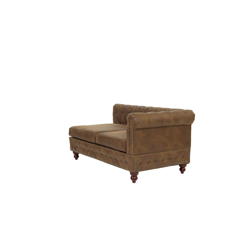 Divanetto Reversibile Monobraccio in Similpelle Traspirante Color Caffè Scuro, Trapuntato, 1 Pezzo, Divano, Mobili Soggiorno