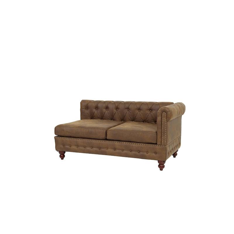 Divanetto Reversibile Monobraccio in Similpelle Traspirante Color Caffè Scuro, Trapuntato, 1 Pezzo, Divano, Mobili Soggiorno