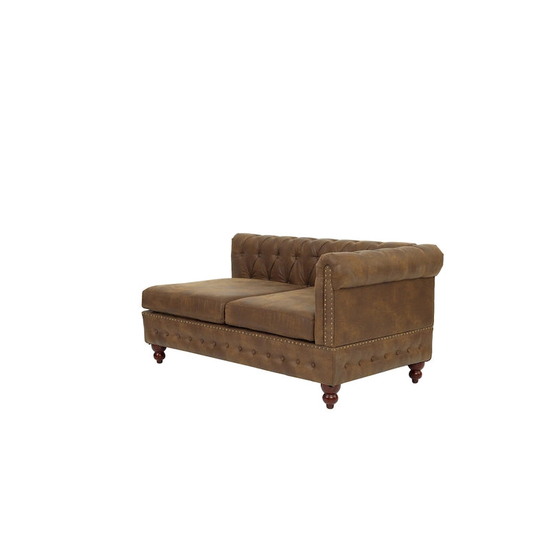 Divanetto Reversibile Monobraccio in Similpelle Traspirante Color Caffè Scuro, Trapuntato, 1 Pezzo, Divano, Mobili Soggiorno
