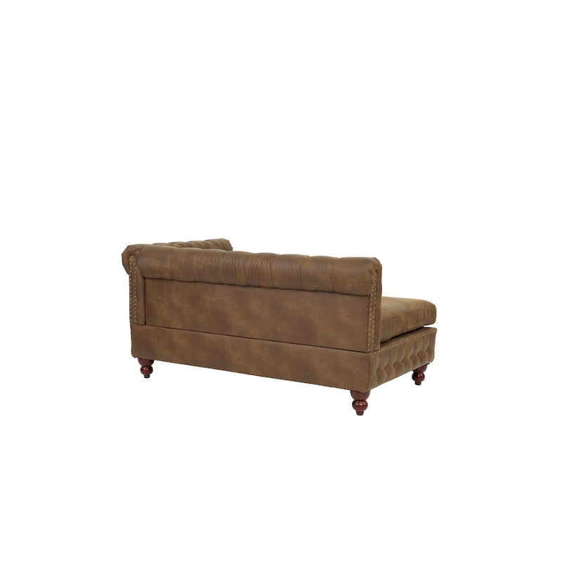 Divanetto Reversibile Monobraccio in Similpelle Traspirante Color Caffè Scuro, Trapuntato, 1 Pezzo, Divano, Mobili Soggiorno