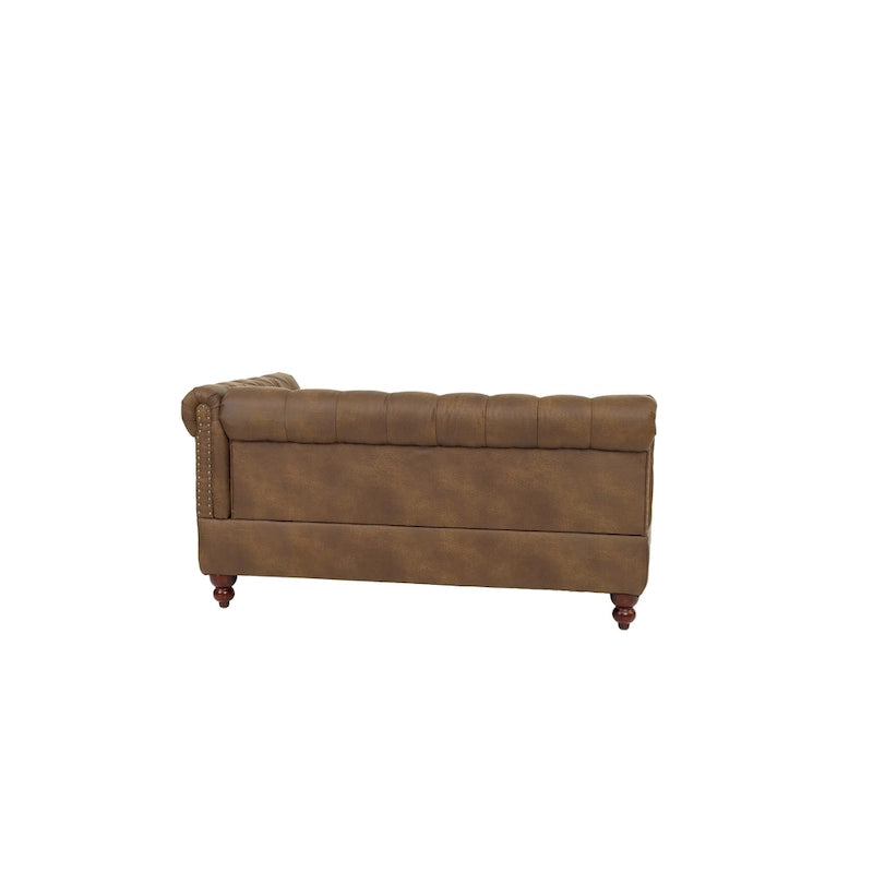 Divanetto Reversibile Monobraccio in Similpelle Traspirante Color Caffè Scuro, Trapuntato, 1 Pezzo, Divano, Mobili Soggiorno