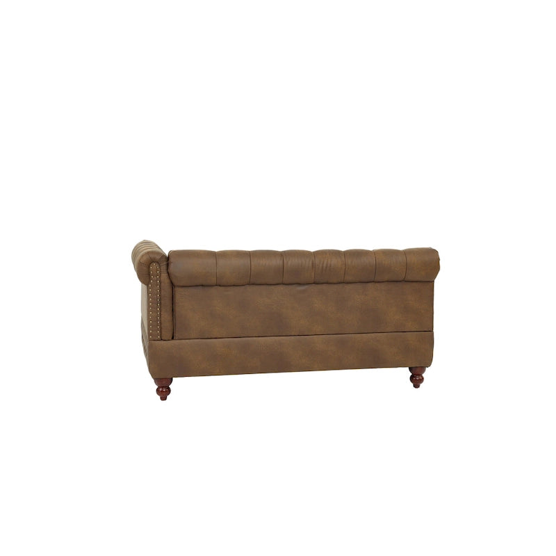 Divanetto Reversibile Monobraccio in Similpelle Traspirante Color Caffè Scuro, Trapuntato, 1 Pezzo, Divano, Mobili Soggiorno