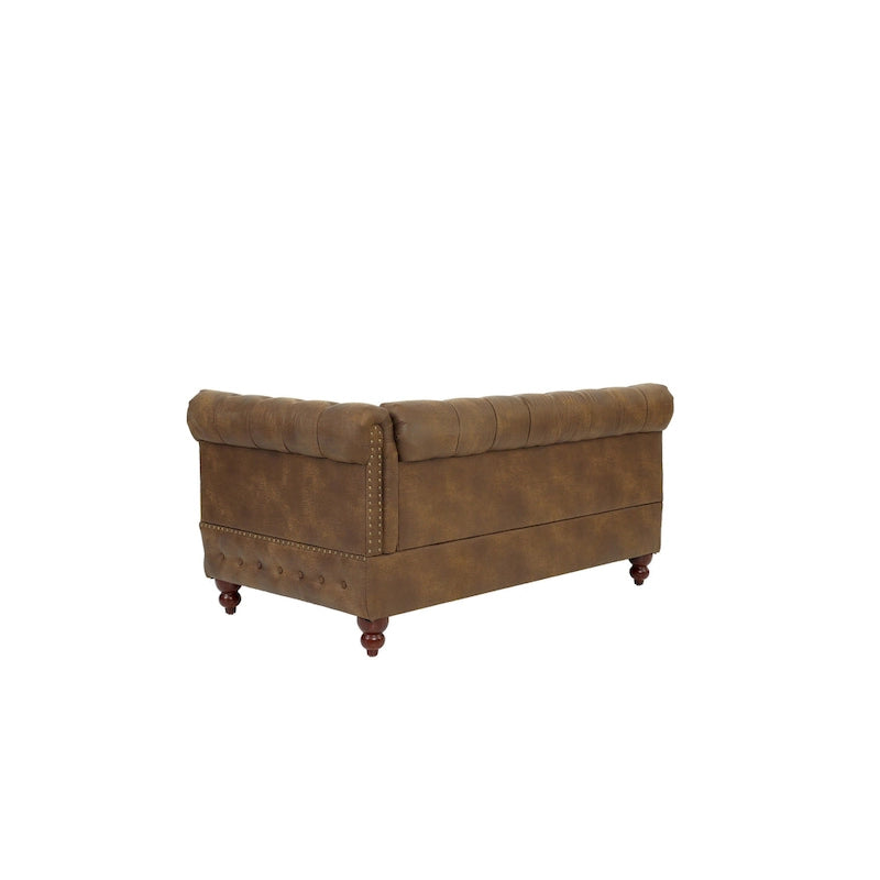 Divanetto Reversibile Monobraccio in Similpelle Traspirante Color Caffè Scuro, Trapuntato, 1 Pezzo, Divano, Mobili Soggiorno