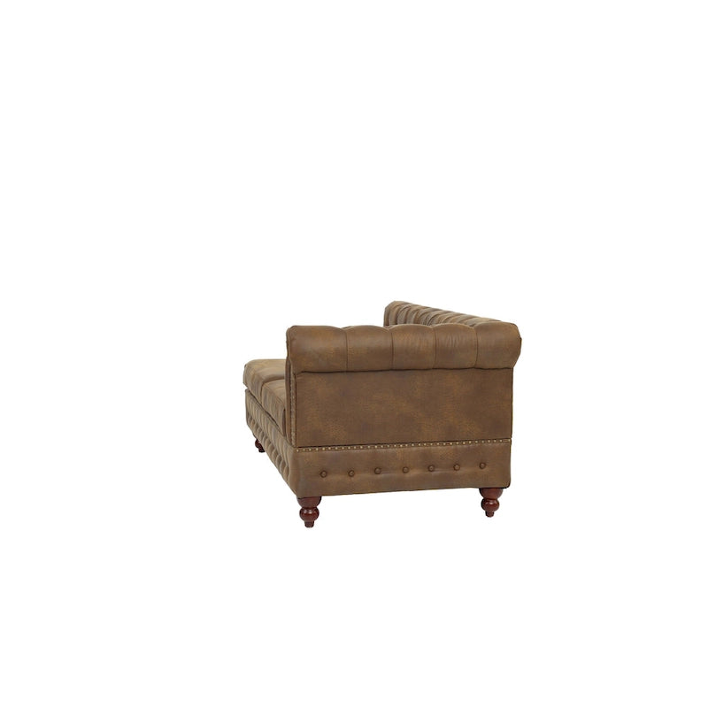 Divanetto Reversibile Monobraccio in Similpelle Traspirante Color Caffè Scuro, Trapuntato, 1 Pezzo, Divano, Mobili Soggiorno