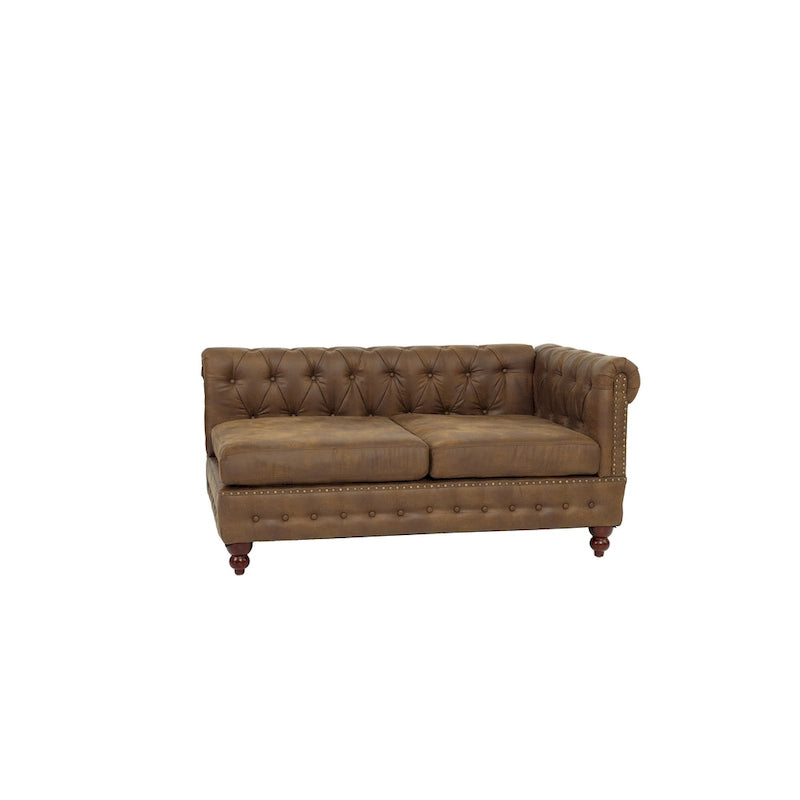 Divanetto Reversibile Monobraccio in Similpelle Traspirante Color Caffè Scuro, Trapuntato, 1 Pezzo, Divano, Mobili Soggiorno