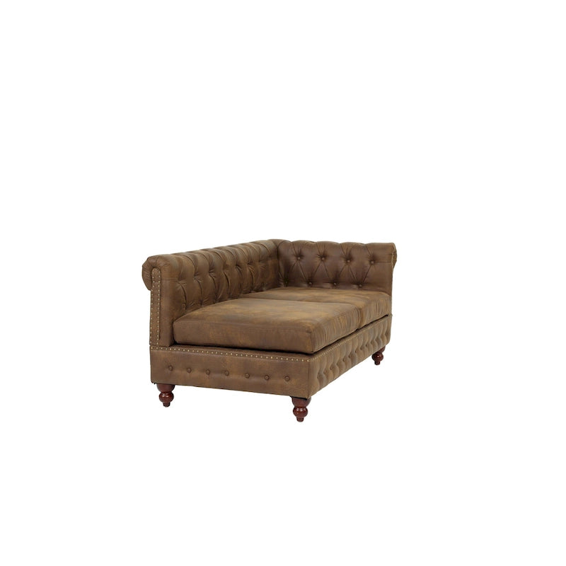 Divanetto Reversibile Monobraccio in Similpelle Traspirante Color Caffè Scuro, Trapuntato, 1 Pezzo, Divano, Mobili Soggiorno