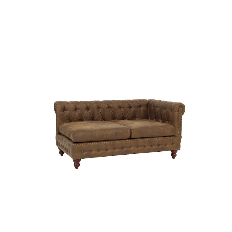 Divanetto Reversibile Monobraccio in Similpelle Traspirante Color Caffè Scuro, Trapuntato, 1 Pezzo, Divano, Mobili Soggiorno
