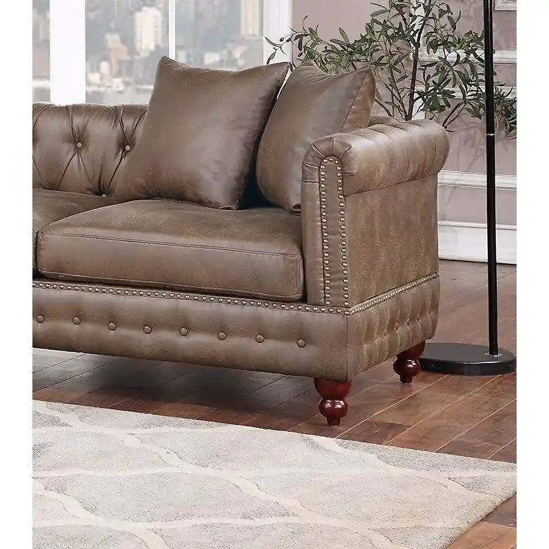 Divanetto Reversibile Monobraccio in Similpelle Traspirante Color Caffè Scuro, Trapuntato, 1 Pezzo, Divano, Mobili Soggiorno