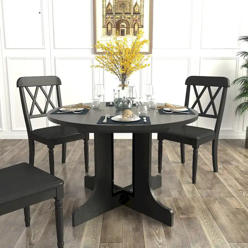 Tavolo da pranzo per cucina rustica con piano ovale allungabile