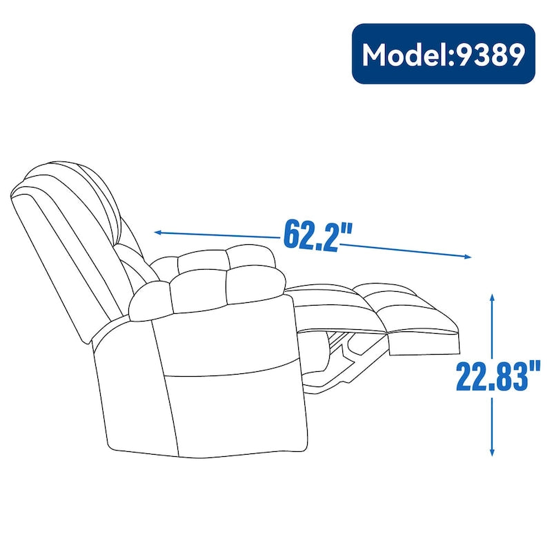 Poltrona reclinabile oversize in tessuto verde con rotazione a 360°, funzione a dondolo e comandi manuali per il massimo comfort