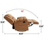 Poltrona reclinabile oversize in tessuto verde con rotazione a 360°, funzione a dondolo e comandi manuali per il massimo comfort