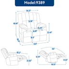 Poltrona reclinabile oversize in tessuto verde con rotazione a 360°, funzione a dondolo e comandi manuali per il massimo comfort