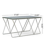 Tavolino da caffè moderno Glam con ripiano in marmo - 94 cm L x 48 cm P x 46 cm A
