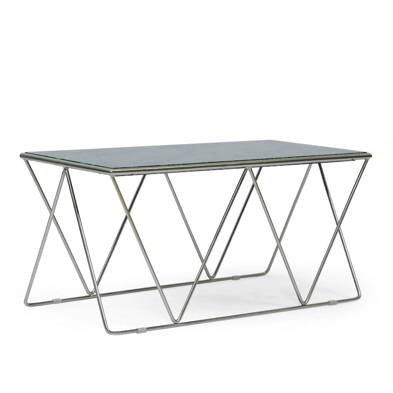 Tavolino da caffè moderno Glam con ripiano in marmo - 94 cm L x 48 cm P x 46 cm A