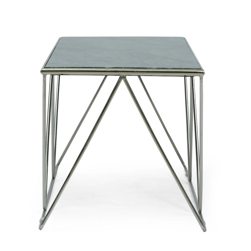 Tavolino da caffè moderno Glam con ripiano in marmo - 94 cm L x 48 cm P x 46 cm A