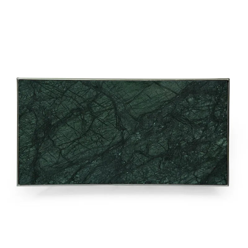 Tavolino da caffè moderno Glam con ripiano in marmo - 94 cm L x 48 cm P x 46 cm A