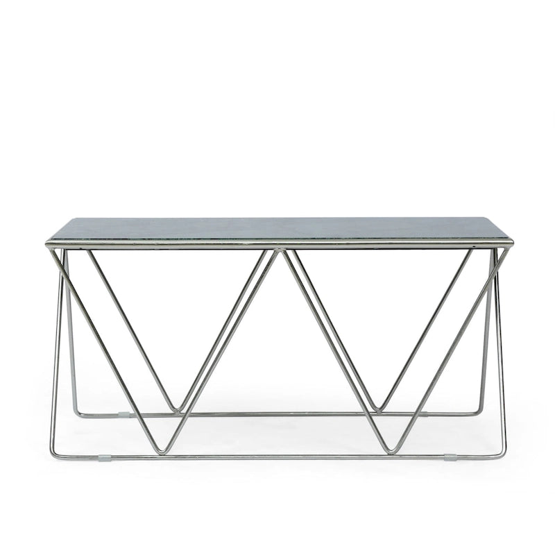 Tavolino da caffè moderno Glam con ripiano in marmo - 94 cm L x 48 cm P x 46 cm A
