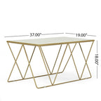 Tavolino da caffè moderno Glam con ripiano in marmo - 94 cm L x 48 cm P x 46 cm A