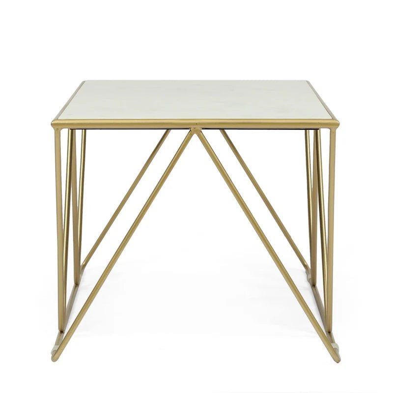 Tavolino da caffè moderno Glam con ripiano in marmo - 94 cm L x 48 cm P x 46 cm A