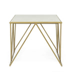 Tavolino da caffè moderno Glam con ripiano in marmo - 94 cm L x 48 cm P x 46 cm A