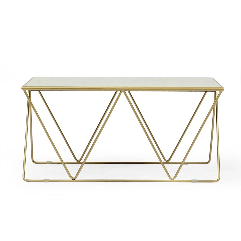 Tavolino da caffè moderno Glam con ripiano in marmo - 94 cm L x 48 cm P x 46 cm A