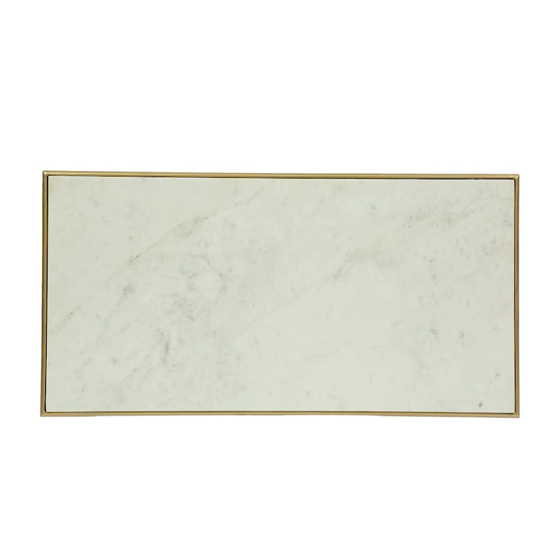 Tavolino da caffè moderno Glam con ripiano in marmo - 94 cm L x 48 cm P x 46 cm A