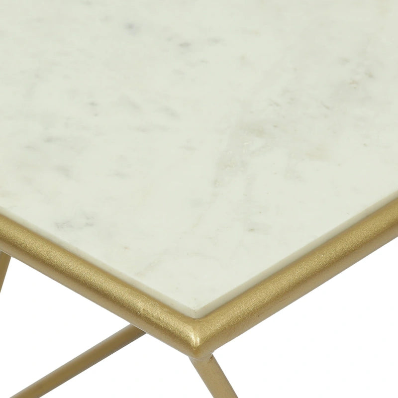 Tavolino da caffè moderno Glam con ripiano in marmo - 94 cm L x 48 cm P x 46 cm A