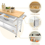 Carrello da Cucina con Ruote, 2 Cassetti e Ripiani Aperti - 114 x 43 x 89 cm