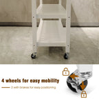 Carrello da Cucina con Ruote, 2 Cassetti e Ripiani Aperti - 114 x 43 x 89 cm