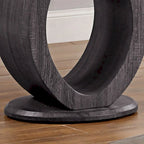 Tavolino laterale contemporaneo grigio da 60 cm con piano in vetro