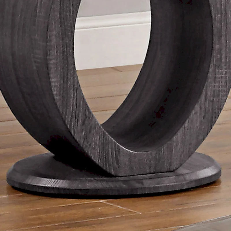 Tavolino laterale contemporaneo grigio da 60 cm con piano in vetro
