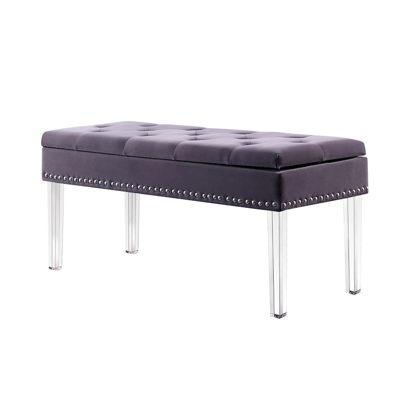 Panca Contenitore Imbottita Capitonnè Mid-Century da 45 cm