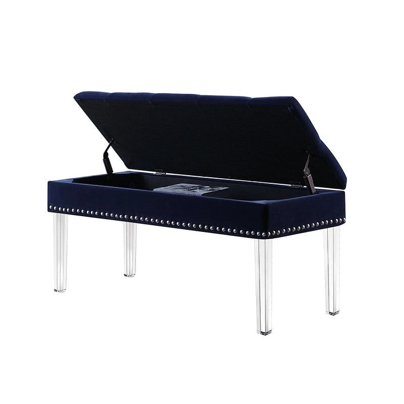Panca Contenitore Imbottita Capitonnè Mid-Century da 45 cm