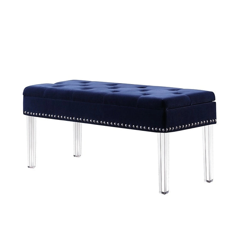 Panca Contenitore Imbottita Capitonnè Mid-Century da 45 cm