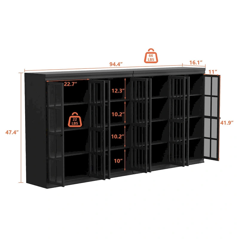 Elegante credenza per riporre oggetti, mobile da buffet, libreria, vetrinetta