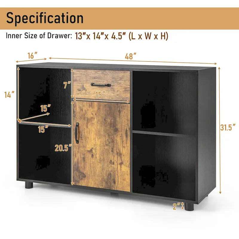 Mobiletto buffet da fattoria, credenza, mobile bar, schedario, consolle - 48 x 16 x 31,5 (L x P x H)