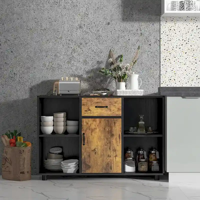 Mobiletto buffet da fattoria, credenza, mobile bar, schedario, consolle - 48 x 16 x 31,5 (L x P x H)