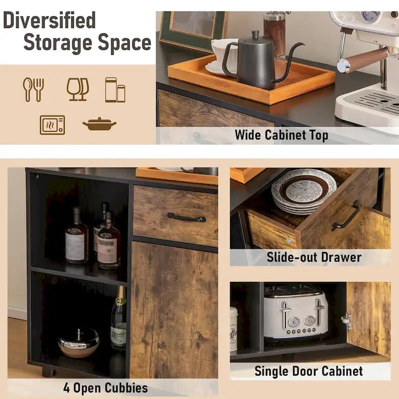 Mobiletto buffet da fattoria, credenza, mobile bar, schedario, consolle - 48 x 16 x 31,5 (L x P x H)