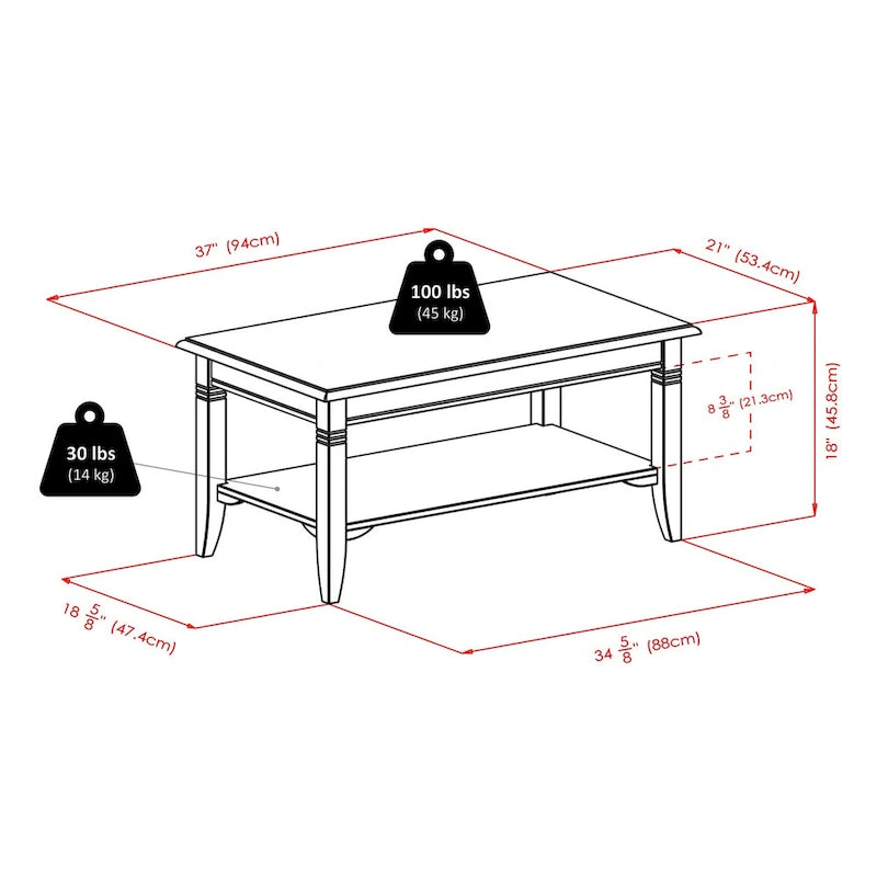Tavolino da caffè, cappuccino - 37L x 21P x 18A