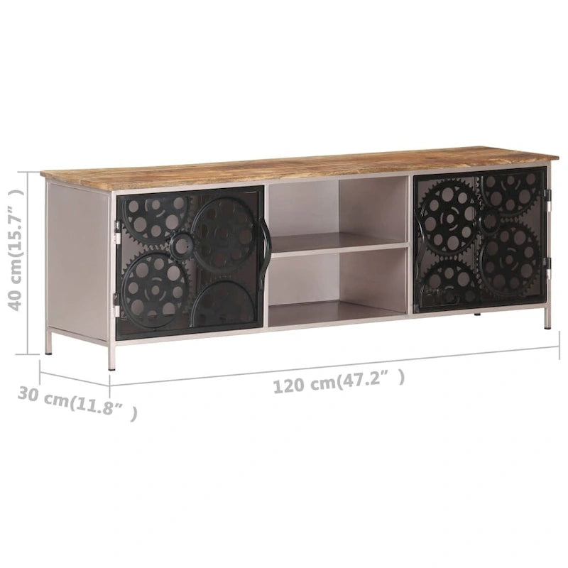 Mobile TV 47.2x11.8x15.7 Legno Grezzo di Mango