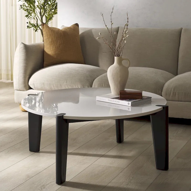 Tavolino rotondo con ripiano in marmo - 101,6 cm L x 101,6 cm P x 40,6 cm H - 101,6L x 101,6P x 40,6H