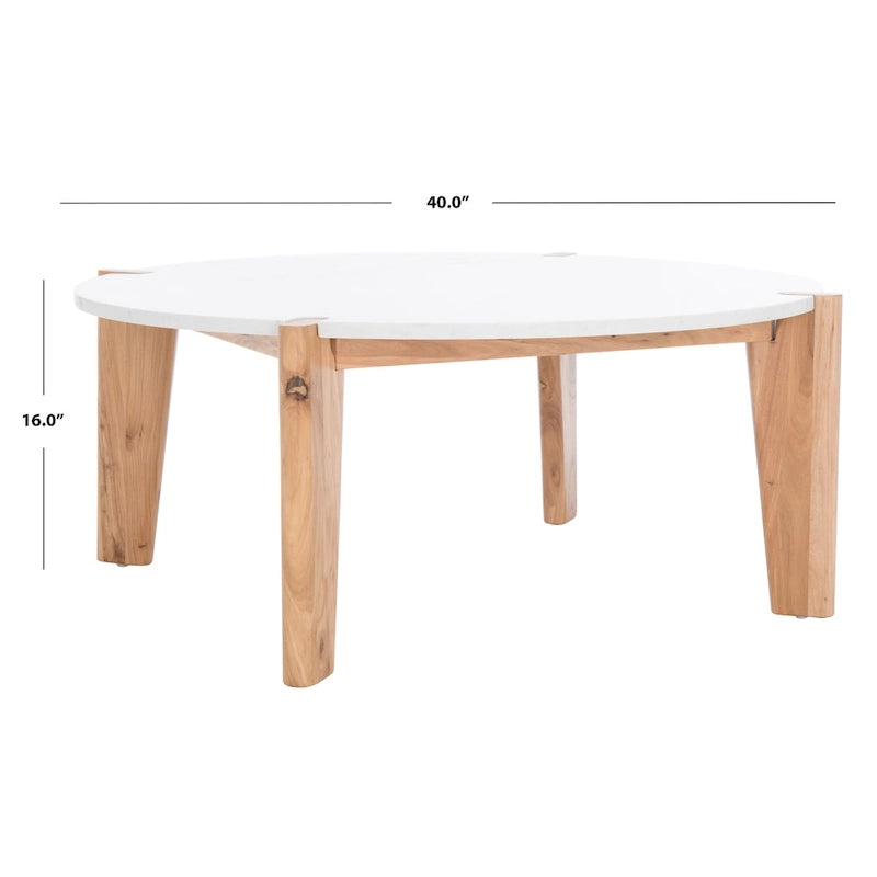 Tavolino rotondo con ripiano in marmo - 101,6 cm L x 101,6 cm P x 40,6 cm H - 101,6L x 101,6P x 40,6H