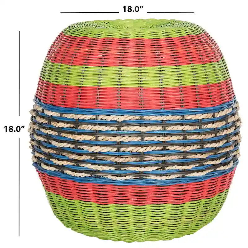 Sgabello multi vimini in rattan a barile - 18 x 18 x 18 - 18Lx18Px18A