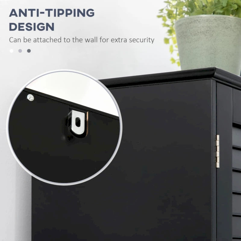 Mobiletto Portabiancheria da Bagno Autoportante con 2 Ante e Piano d'Appoggio, Armadietto da Bagno a Terra