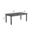 Tavolo da pranzo allungabile da 95 pollici, struttura in alluminio grigio, piano stile doghe