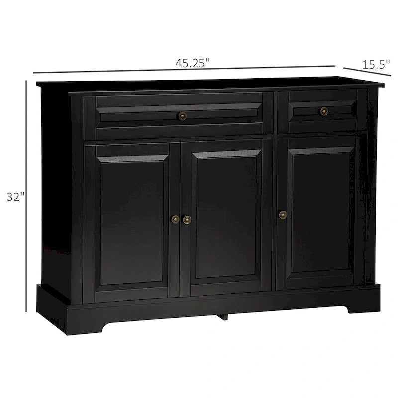 Credenza moderna da cucina con 2 cassetti e ripiani regolabili