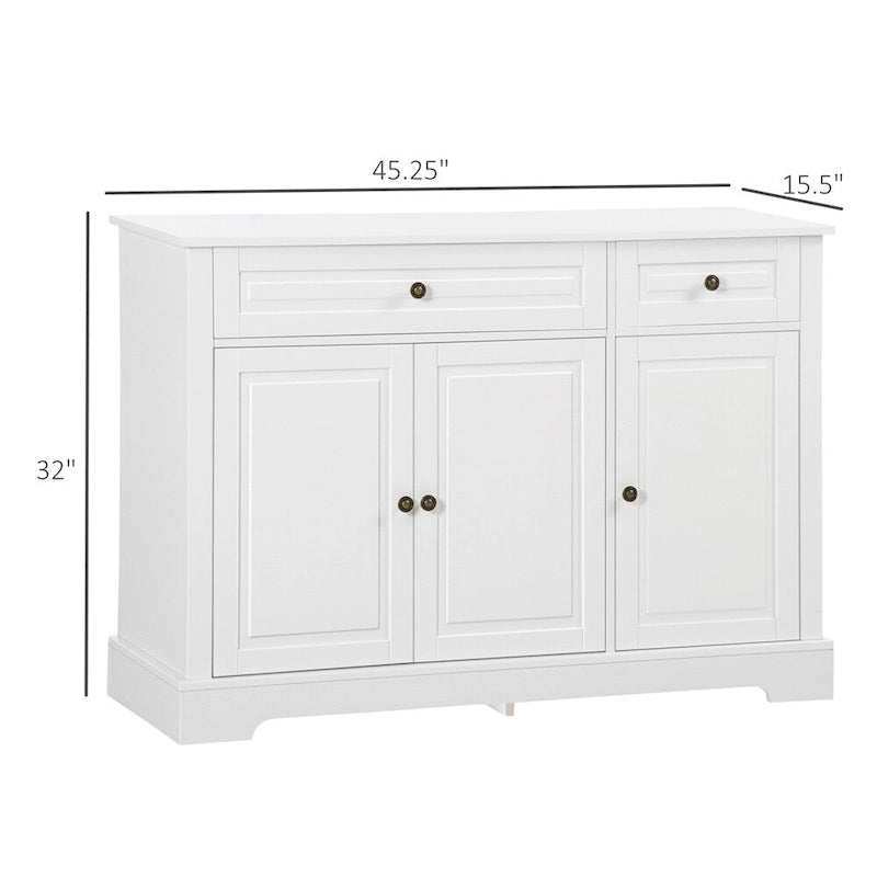 Credenza moderna da cucina con 2 cassetti e ripiani regolabili
