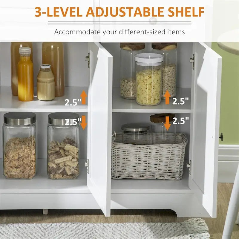 Credenza moderna da cucina con 2 cassetti e ripiani regolabili